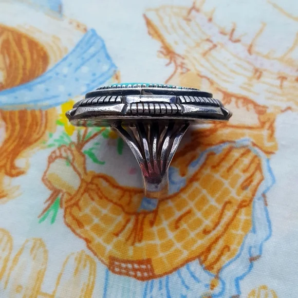 🌙HUGE Sterling Turquoise Ring - Picture 4 of 16